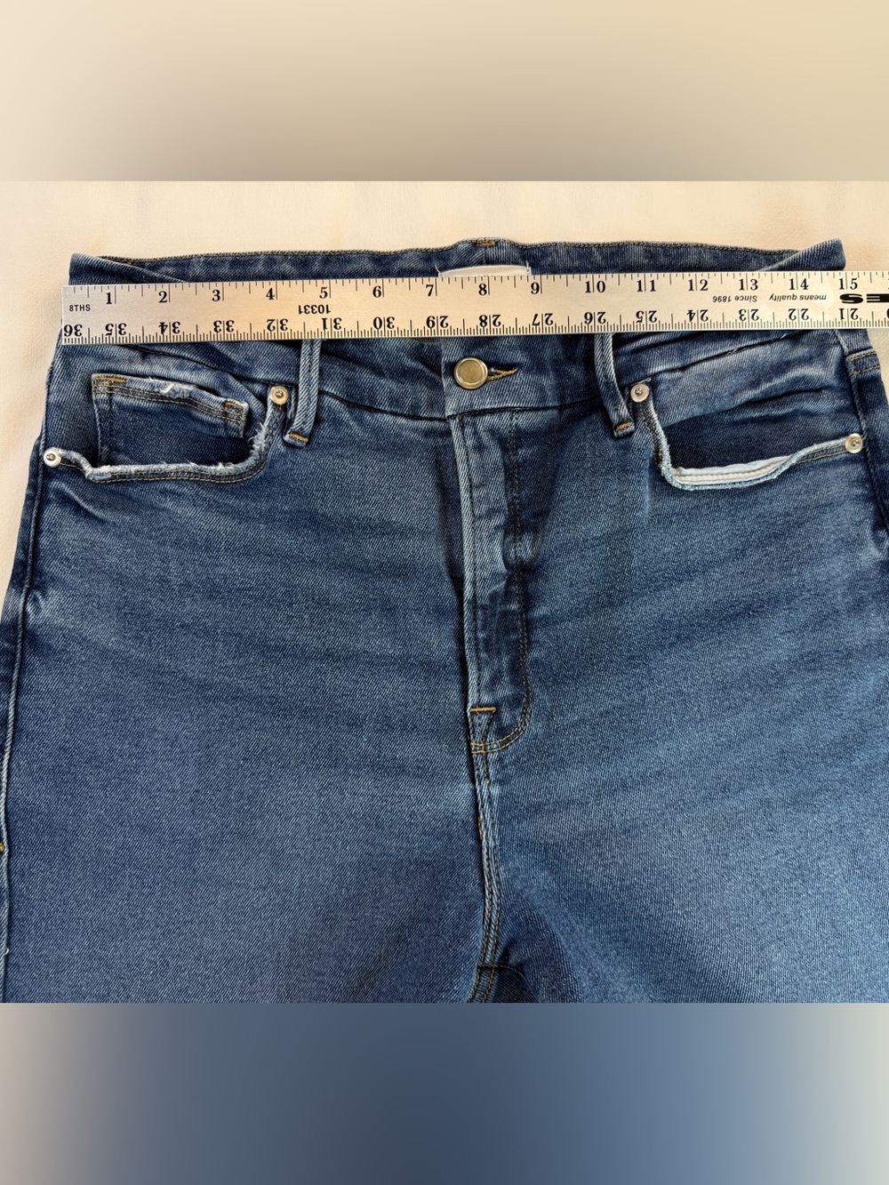 Good American High Waisted Cropped Wide Leg Raw Hem Size 12 - Picture 3 of 6